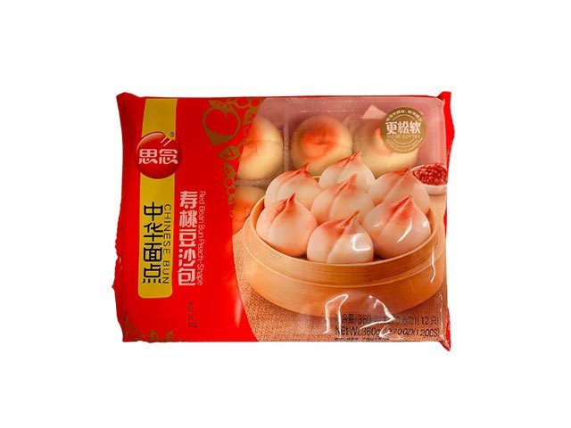 Sanquan Peach Shaped Sweet Red Bean Paste Bun 12 stk. - Forårsrulledej, Gyoza og melprodukter