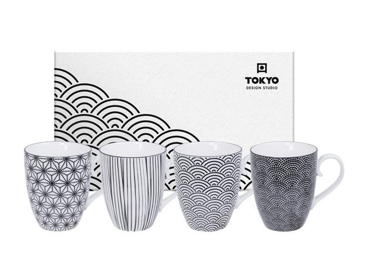 Krussæt Nippon Black 4 stk. Tokyo Design Studio 380 ml. - Gavesæt og æsker