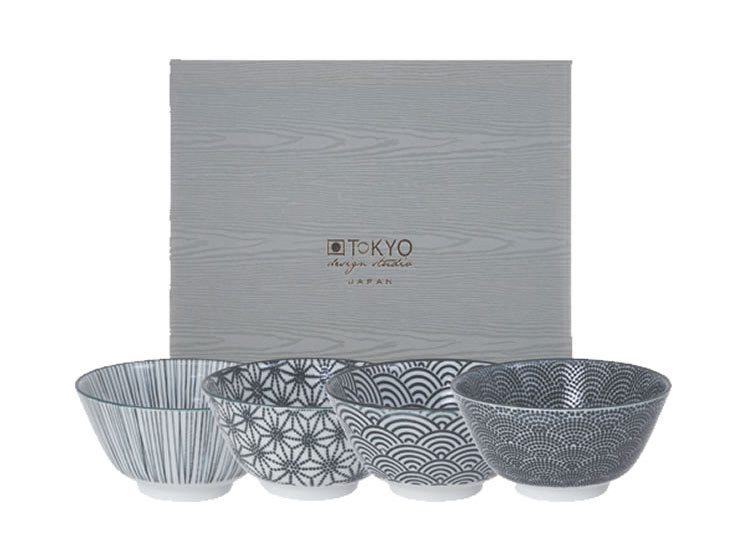 Risskåle Sæt Nippon Black 4 stk. Tokyo Design Studio Ø12 cm. - Gavesæt og æsker