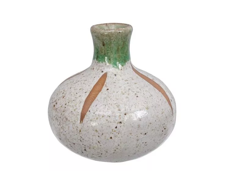 Køb Japansk Vase Håndlavet Blå/Grøn 8,5x9 cm. → Gratis og altid ←