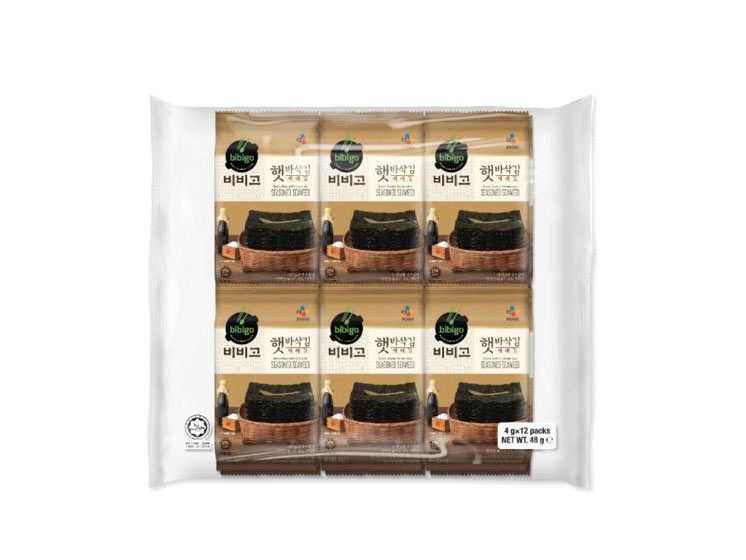 Bibigo Crispy Toasted Seaweed Jaerae Tangsnack 12x4g. - Tang Snacks
