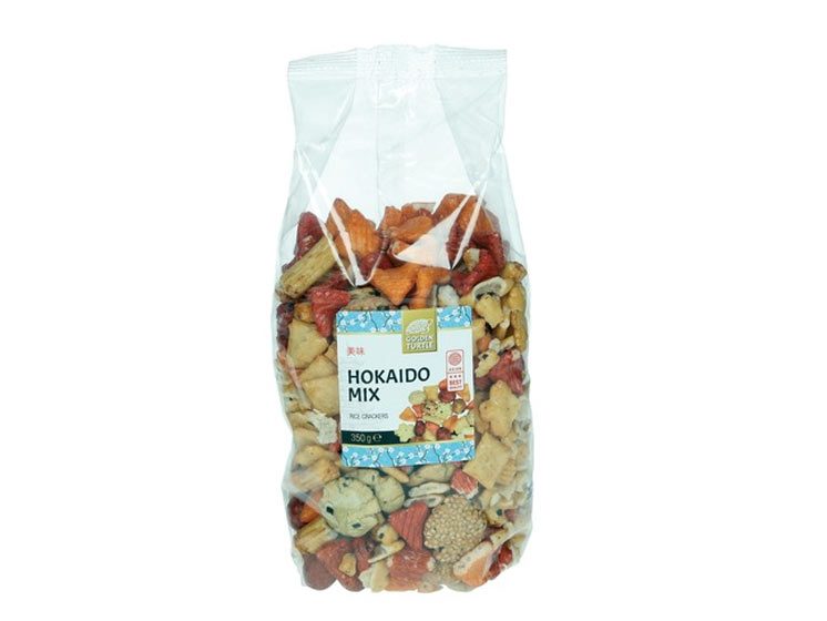 Hokaido Ricecracker Mix Golden turtle 350 g. - Riskiks (Rice Crackers)