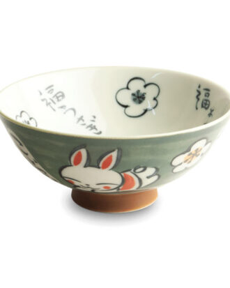 Japansk Skål Ø14 cm med Kaninmotiv – Keramik