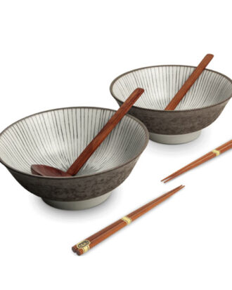Ramen Bowl Set Shima – Japansk skålsæt med ske og spisepinde