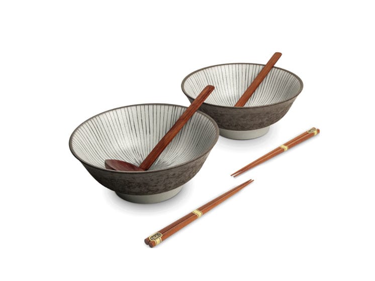 Ramen Bowl Set Shima – Japansk skålsæt med ske og spisepinde - Gavesæt og æsker