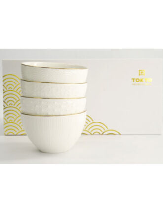 Nippon White Gold Rim Bowl Set 350 ml, 4 x 11.4 x 6 cm.