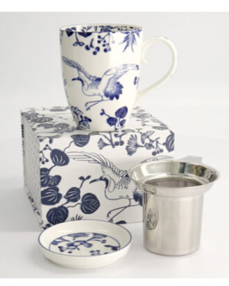 Flora Japonica Mug Gavesæt Crane med Strainer and Tea Tip 340 ml.