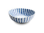 Porcelænsskål Ø14 cm med blå striber | Japansk inspireret design