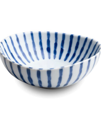 Porcelænsskål Ø14 cm med blå striber | Japansk inspireret design