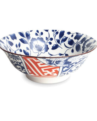 Japansk skål Botanica Ø21 cm – blå blomstermønster