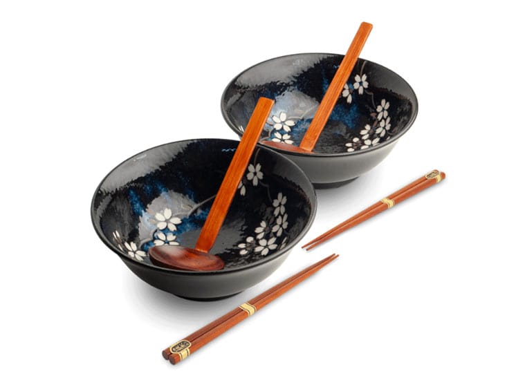 Ramen bowl set Anemone blue – Autentisk japansk gavesæt - Gavesæt og æsker