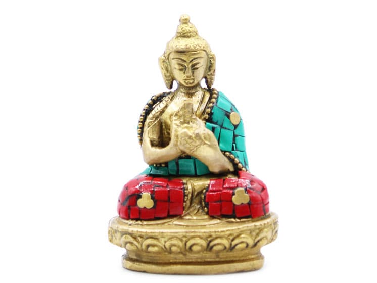 Buddha figur i messing – Velsignelse | Lille statue 7,5 cm - Figurer