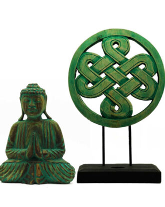 Buddha Feng Shui-sæt med Buddha-knude | Grøn dekoration