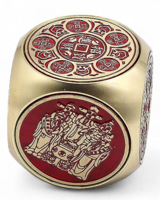 Feng Shui velstandsterning i rød & messing | Dekoration 4 cm