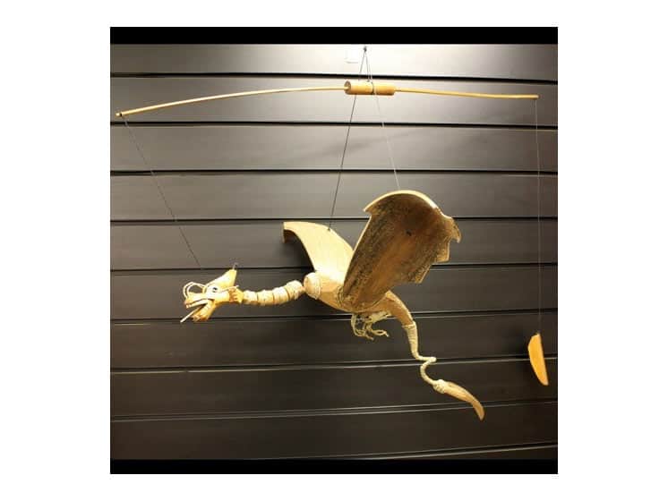 Drage-mobile i kokosnød | Stor håndlavet dekoration 46 cm - Dekoration