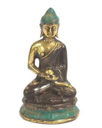 Siddende Buddha i meditation i messing | Lille figur