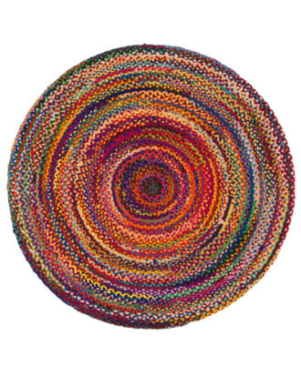 Rundt tæppe i jute & genanvendt bomuld | 90 cm