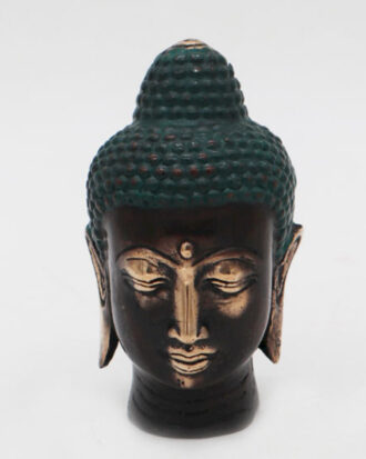 Lille Buddha-hoved i antik messing | Klassisk dekoration