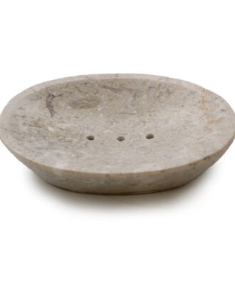 Oval sæbeskål i marmor – Klassisk cremefarvet design