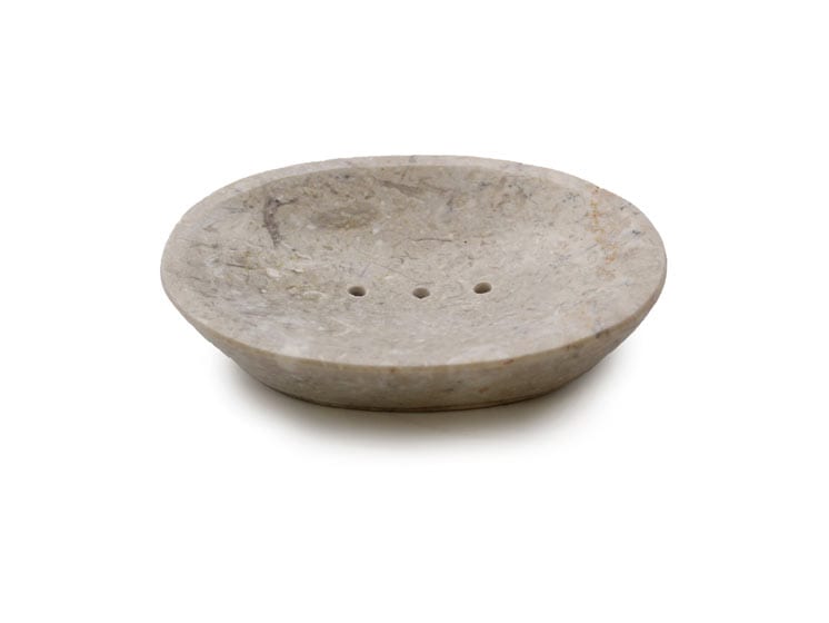 Oval sæbeskål i marmor – Klassisk cremefarvet design - Badeværelsestilbehør