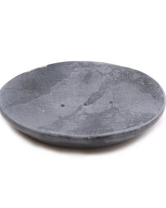 Oval sæbeskål i grå sæbesten – Klassisk design 10×12 cm