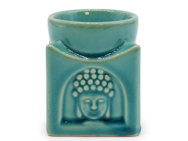 Square Buddha oliebrænder – Soft Turquoise | Keramisk aroma brænder - Dekoration