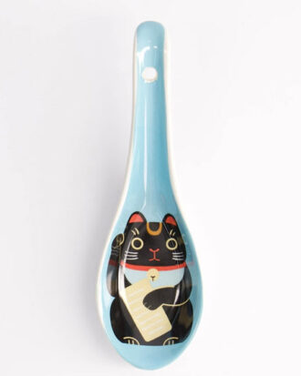 Kawaii Japansk Ske Blue – Ramen Ske med Kat