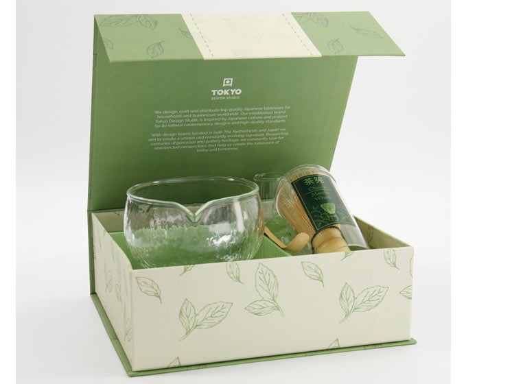 Matcha Giftset Glass – Matcha Sæt 4 dele - Gavesæt og æsker