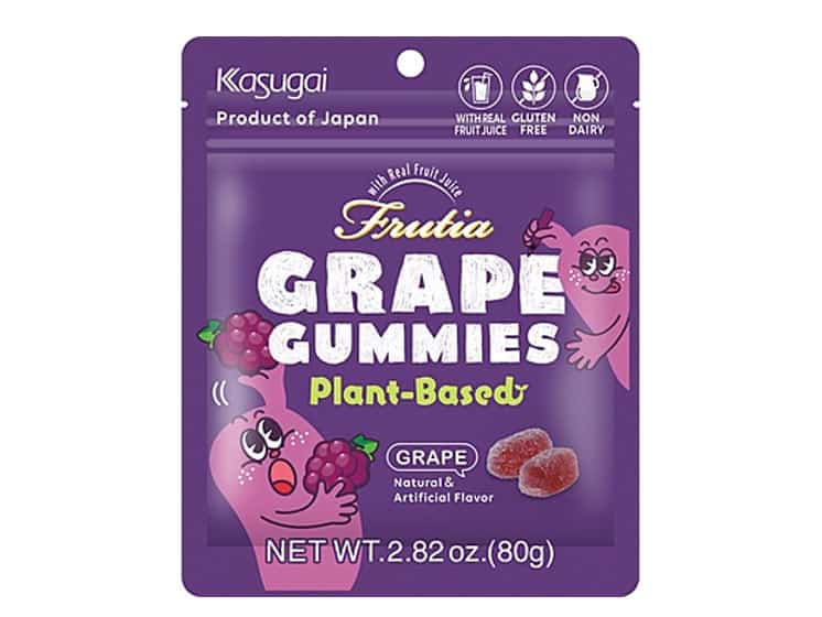 Kasugai Frutia Grape Gummy Plantebaseret vindrue vingummi 80 g. - Slik og søde sager