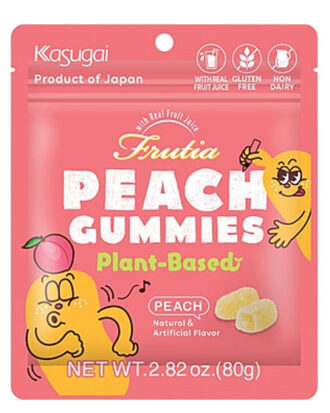 Kasugai Frutia Peach Gummy Plantebaseret fersken vingummi 80 g.