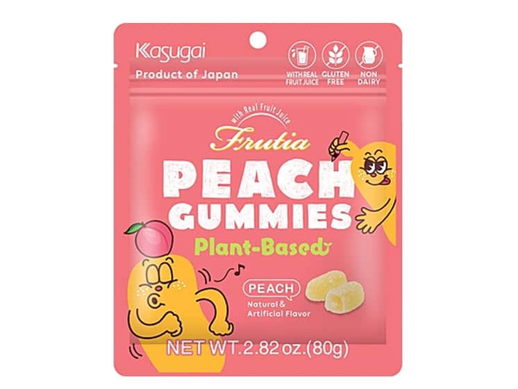 Kasugai Frutia Peach Gummy Plantebaseret fersken vingummi 80 g. - Slik og søde sager