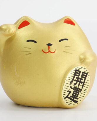 Lucky Cat Gold 5,5 cm Japansk Maneki Neko i Stentøj