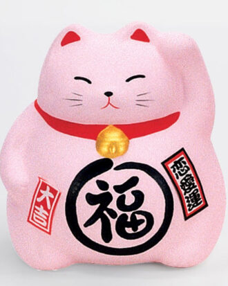 Lucky Cat Pink 9 cm Japansk Maneki Neko
