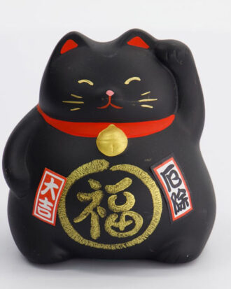 Lucky Cat Black 9 cm Japansk Maneki Neko