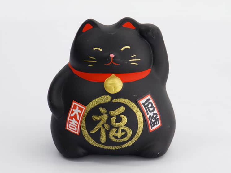 Lucky Cat Black 9 cm Japansk Maneki Neko - Figurer