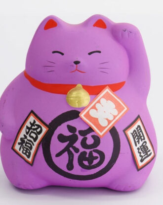 Lykkekat Purple 9 cm | Japansk Maneki Neko Figur