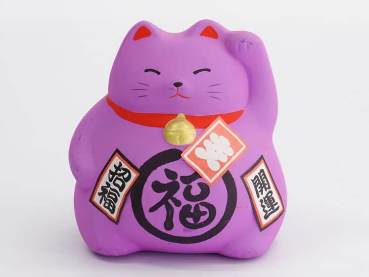 Lykkekat Purple 9 cm | Japansk Maneki Neko Figur - Figurer