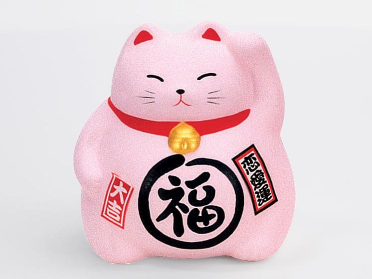 Lucky Cat Pink 9 cm Japansk Maneki Neko - Figurer