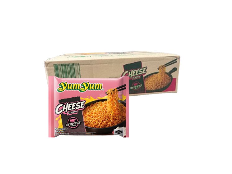 Yum Yum Instant Noodles Cheese Flavour Stir Fry 60 g. 1 kasse (30 stk) - Instant nudler & kopnudler