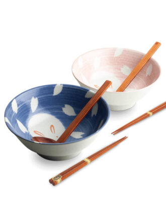 Roze En Blauw Ramen Bowl Set 6 dele Ø21 cm H8 cm