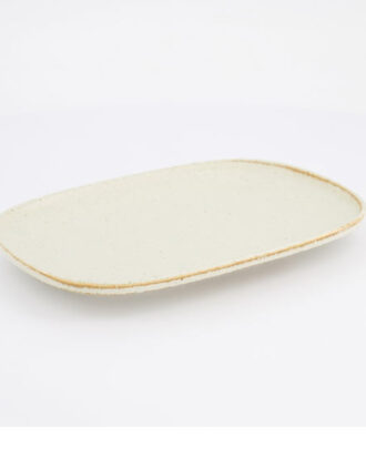 Umizuna Beige Oval Plate 24 cm