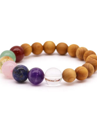 Armbånd i Cedertræ med 7 Chakra Sten