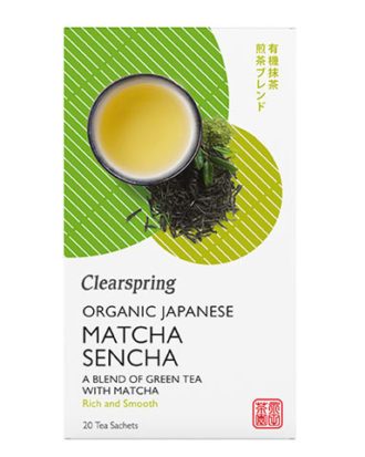 Clearspring Grøn te sencha med matcha pulver - 20 breve - økologisk