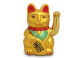 Lykkekat Maneki Neko Guld Batteri 21 cm.